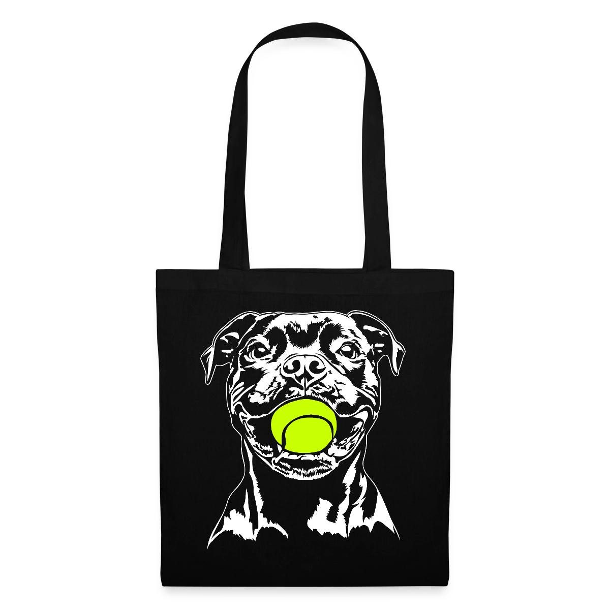 Spreadshirt Henkeltasche Stafford Bull Terrier Mit Tennisball Stoffbeutel (1-tlg)