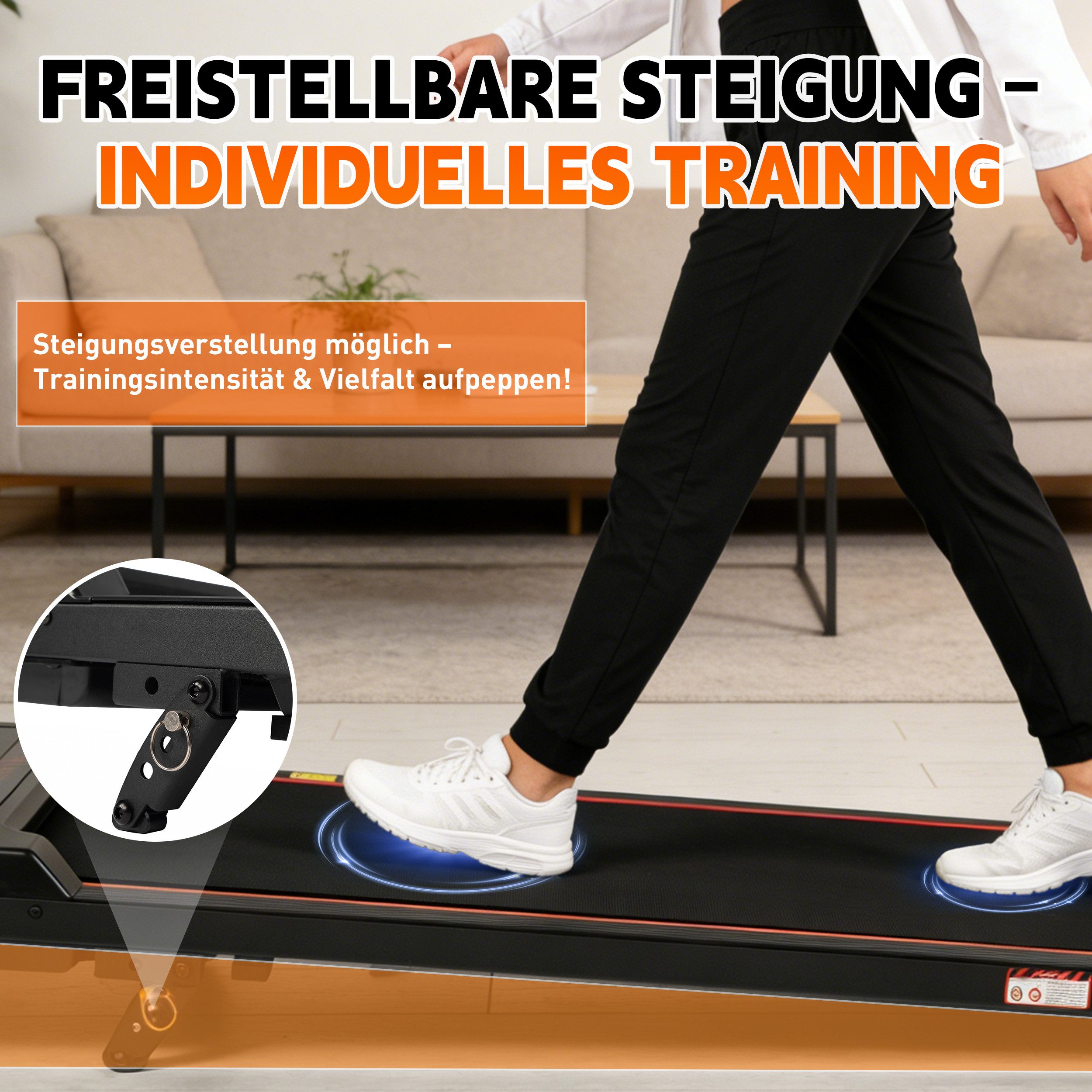 Vankel Laufband Walking Pad, mit Steigung 6%, 5-lagiger Laufmatte (Fernbedienung), mit LED-Display, bis 120 kg