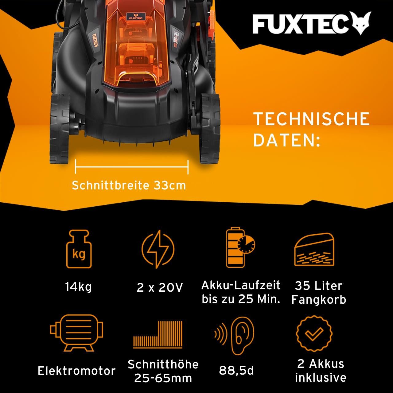 FUXTEC Akkurasenmäher FX-E1RM20-SET günstig online kaufen