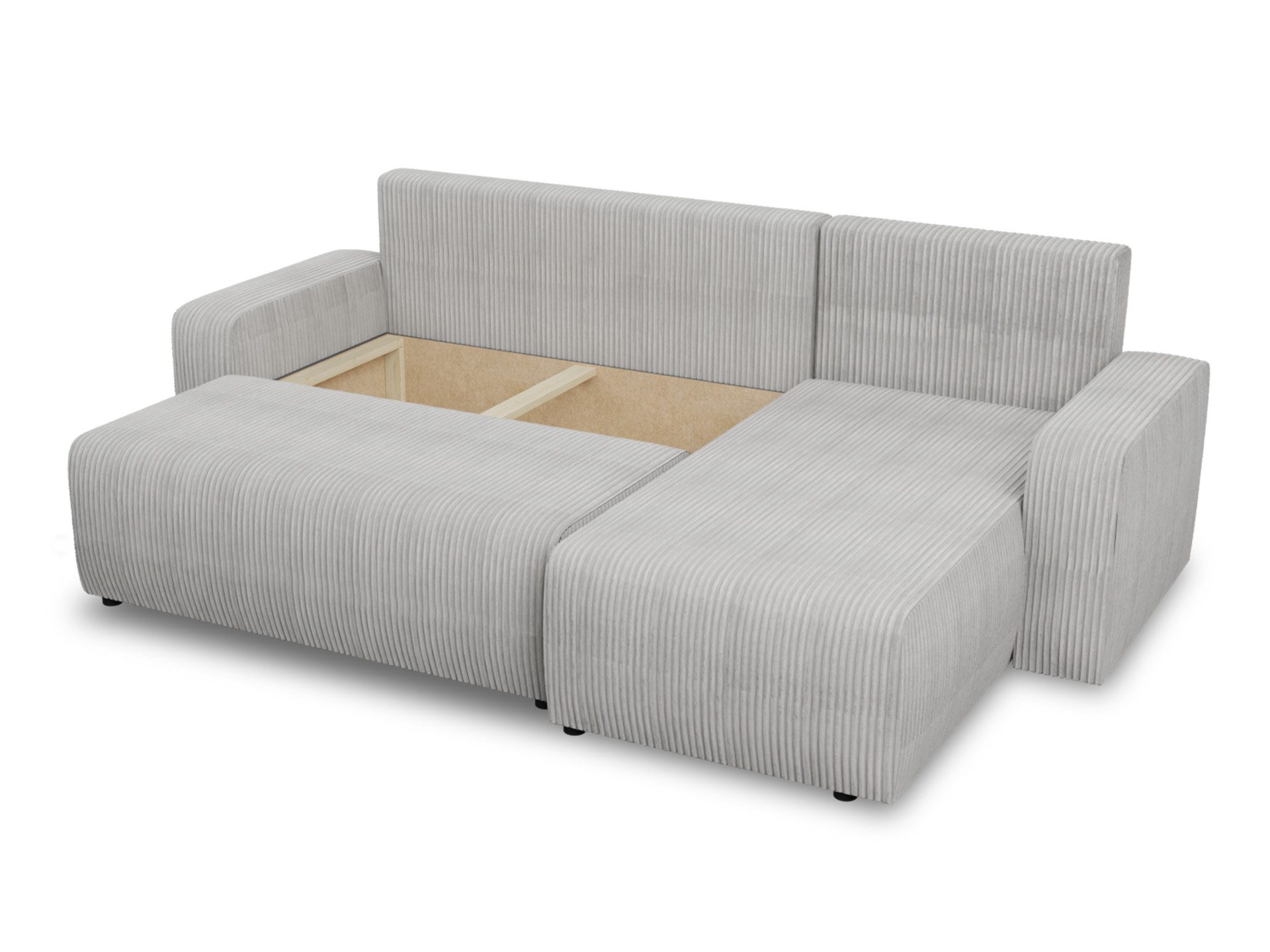 Sofnet Ecksofa Roma L, mit Schlaffunktion und Bettkasten, L-Form Couch, Cord Stoff, Schlafsofa mit Wellenfeder