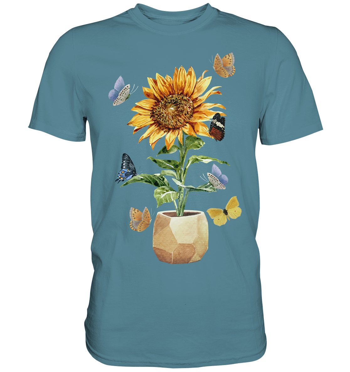 T-Shirt Schmetterling Sonnenblumen Shirt Gärtner Geschenk Garten