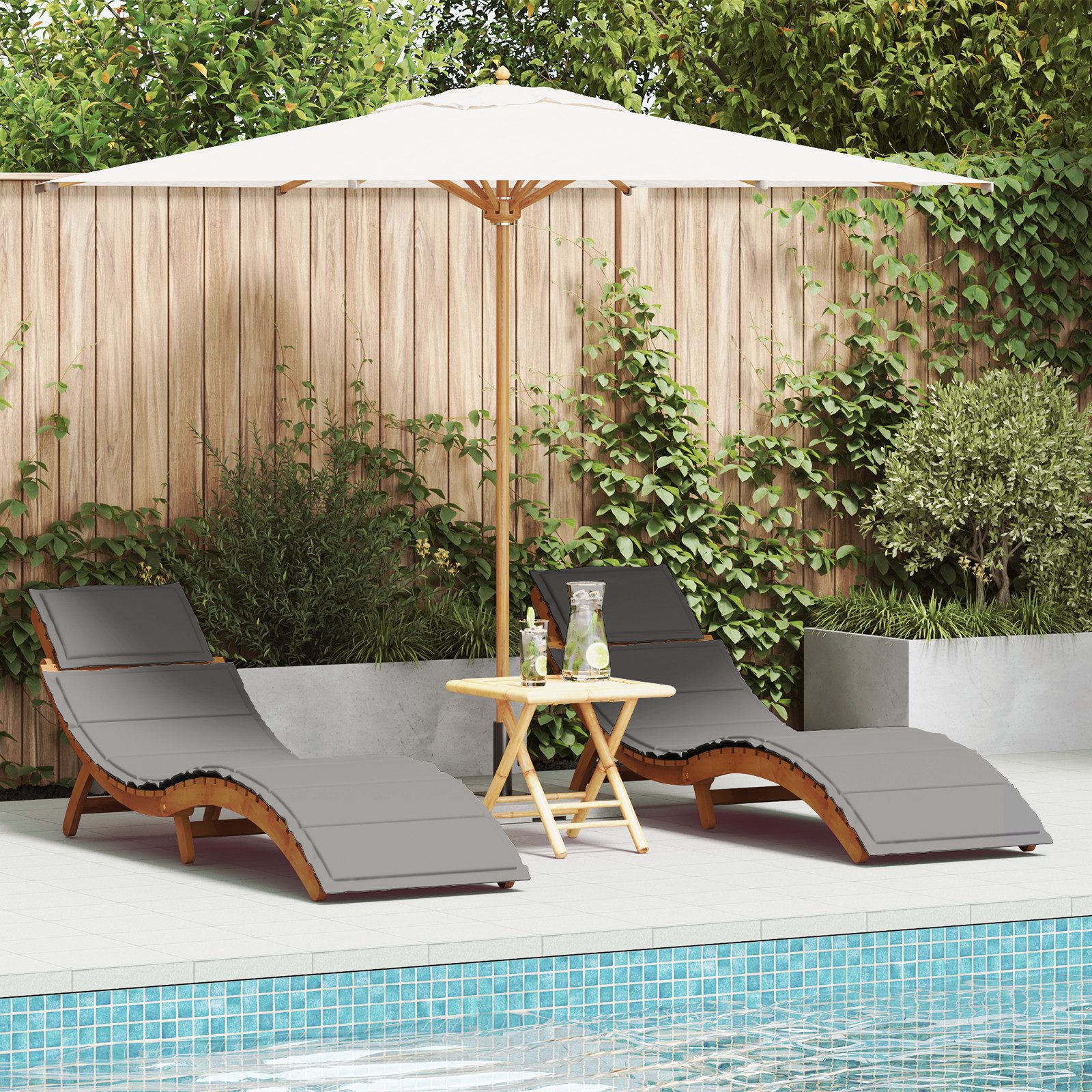 vidaXL Gartenliege Sonnenliegen mit Kissen 2 günstig online kaufen