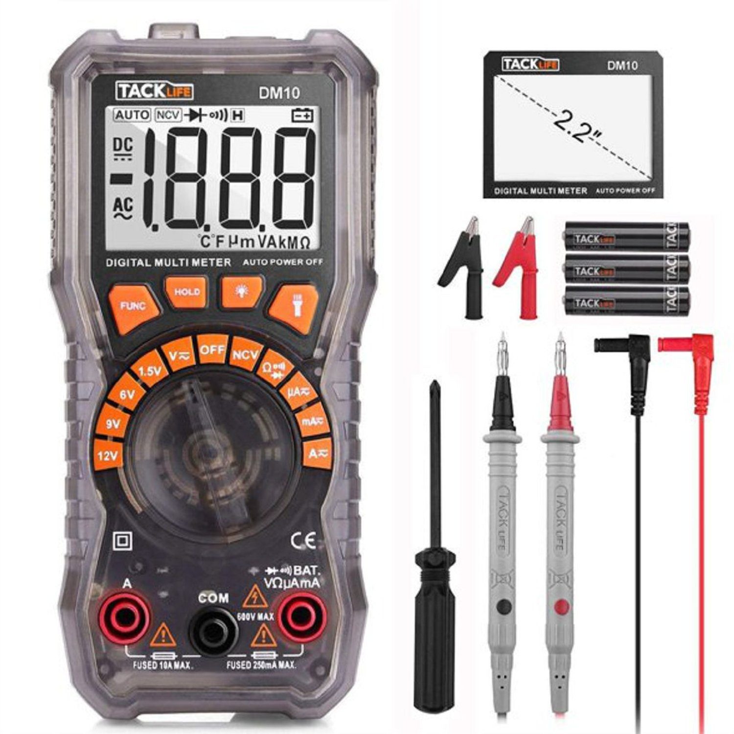 Multimeter, mit TACKLIFE Digitalmultimeter Krokodilklemme Schraubendreher