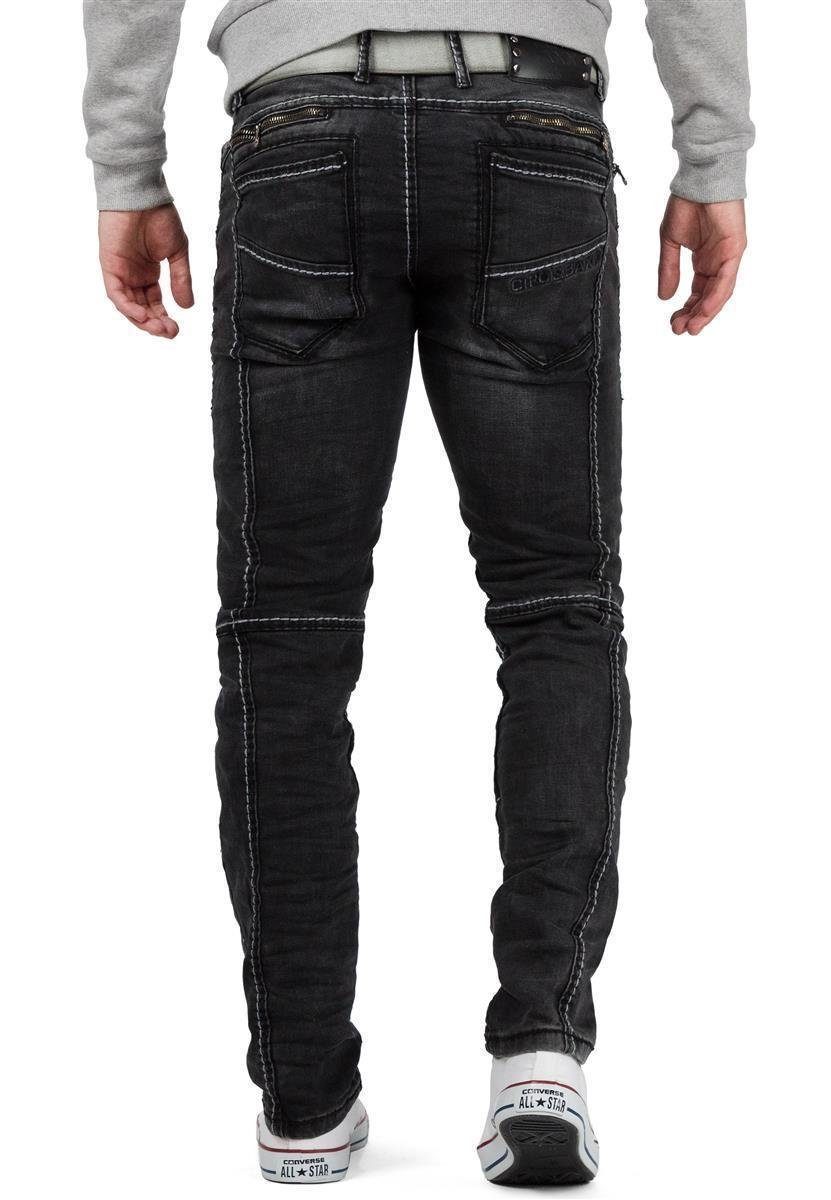 5-Pocket-Jeans Cipo in Herren mit & weißen Schwarz Baxx BA-CD288 Kontrastnähten Hose