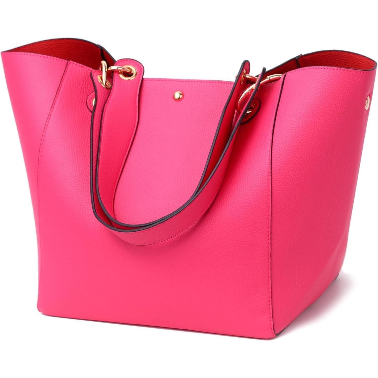 LuxusKollektion Handtasche Große Damen Henkeltasche aus PU Leder in Rosérot