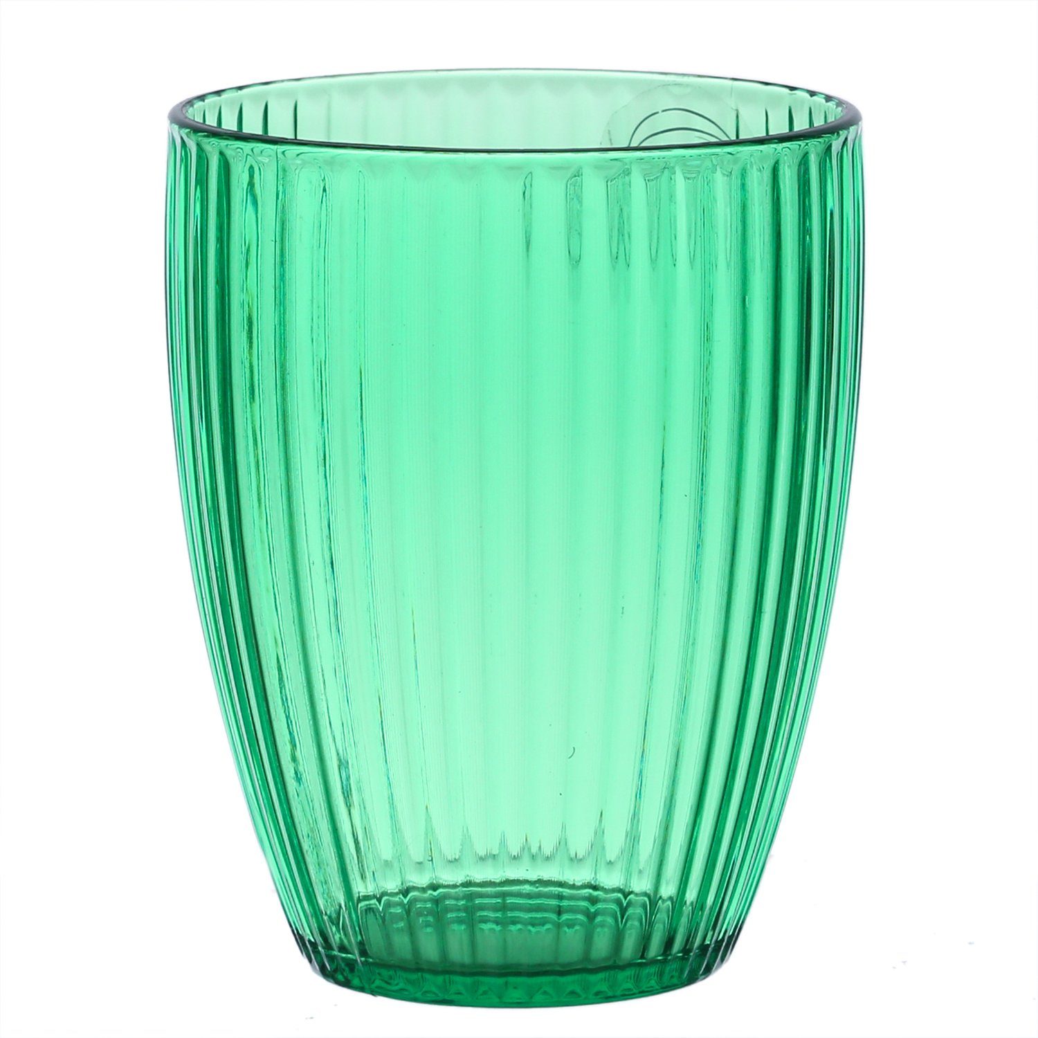 MARELIDA Glas Trinkglas Becher Wasserglas mit Rillen Camping Picknick 430ml grün, Kunststoff | Gläser