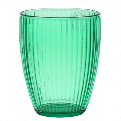 MARELIDA Glas Trinkglas Becher Wasserglas mit Rillen Camping Picknick 430ml grün, Kunststoff