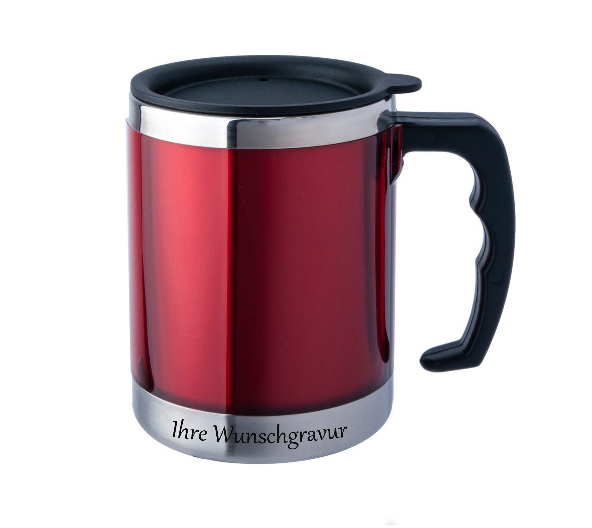 BasicNature Thermobecher 'Mug' rot, mit persönlicher Namensgravur, Edelstahl, 'Mug' rot, mit persönlicher Namensgravur