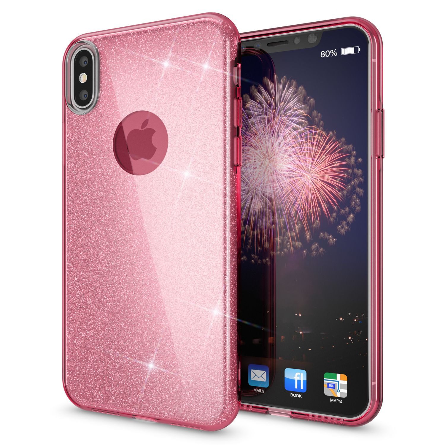 Nalia Smartphone-Hülle Apple iPhone X Apple iPhone XS 14,7 cm (5,8 Zoll), Glitzer Silikon Hülle / Verstärkte Innenseite / Glänzende Schutzhülle