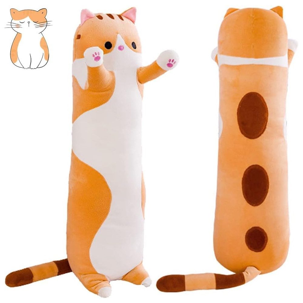 TUWENA Kuscheltier Lange Katze Kuscheltier Stofftiere Katzenplüsch Spielzeug Kuschelkisse, Schönste Geschenke (Rosa,Grau, Braun, 50/70/90/110cm) Mehrere Optionen