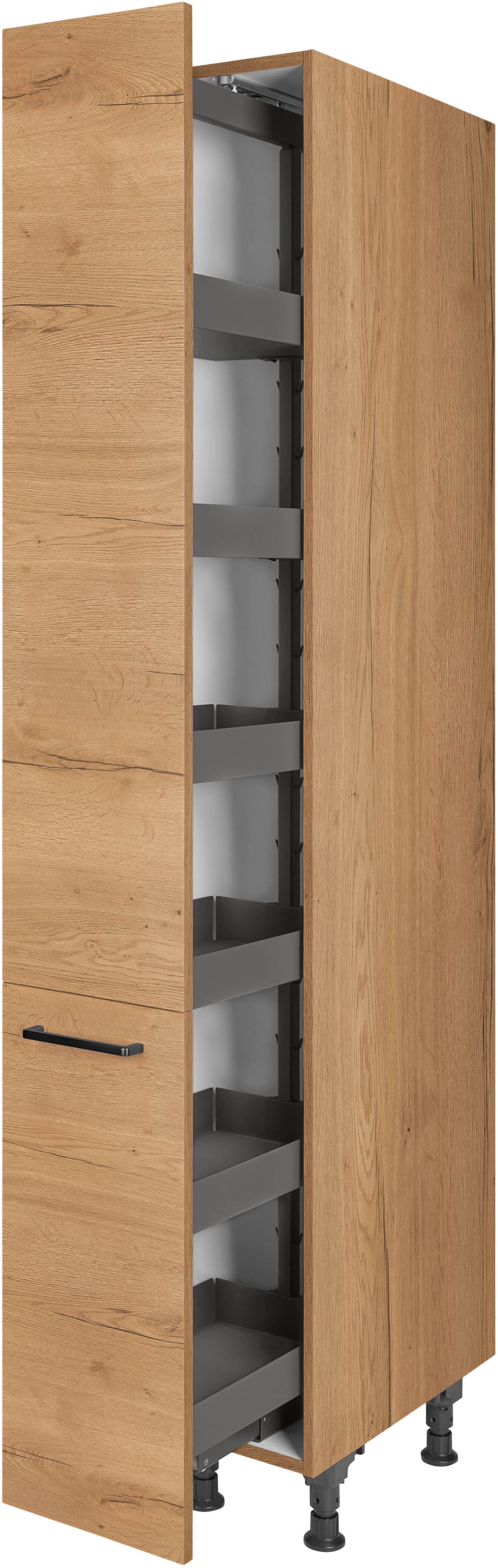 nobilia® Apothekerschrank "Structura", mit 5 Einhängekörben, Breite 30 cm, Höhe 216,6 cm, vormontiert, Ein- und Auszugsdämpfung SoftStoppPro