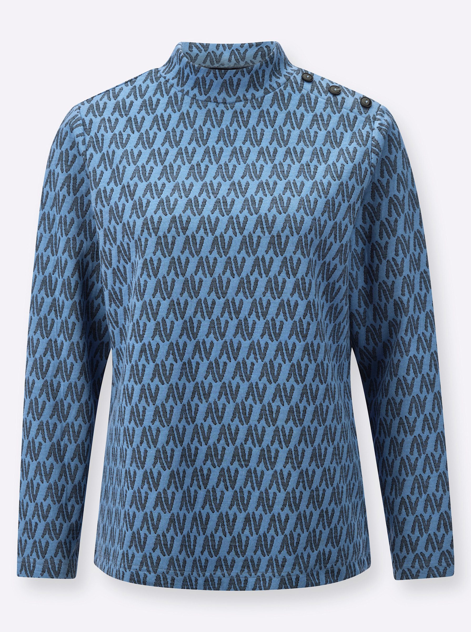 T-Shirt Jacquard-Shirt Langarm