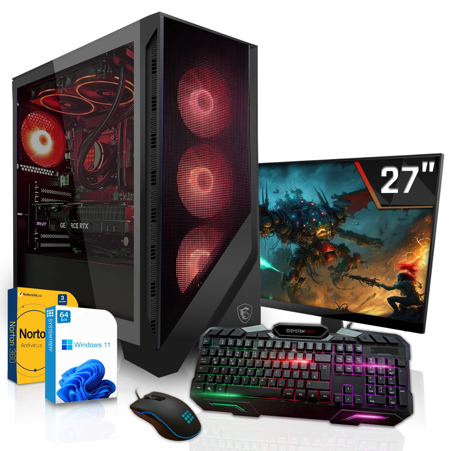 SYSTEMTREFF Gaming-PC-Komplettsystem (27", Intel Core i9 12900F, Radeon RX 7900 GRE, 32 GB RAM, 1000 GB SSD, Windows 11, WLAN)