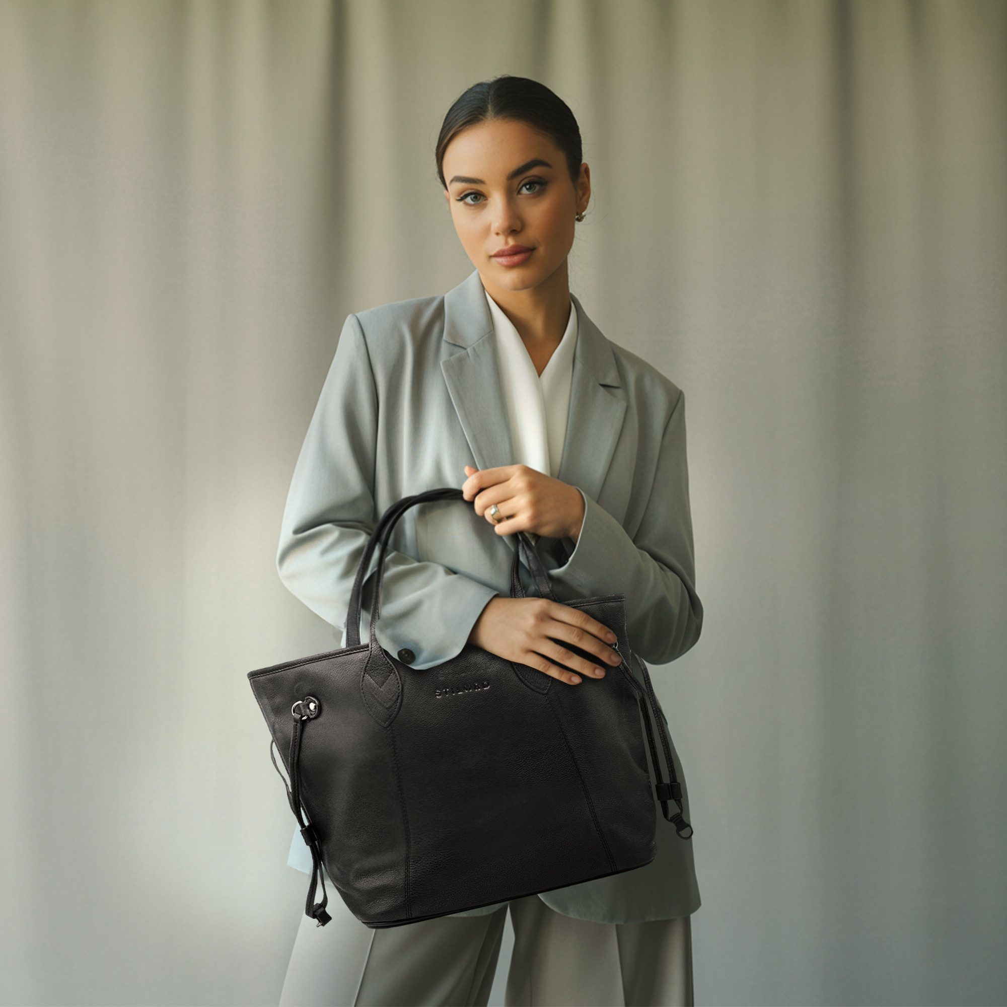 STILORD Handtasche "Camelia" 2-Teilige Shopper Tasche Damen Groß mit Geldbörse Echtleder