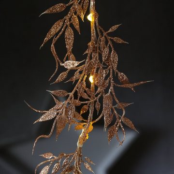 MARELIDA LED-Lichterkette Drahtlichterkette glitzernde Blätter Deko Girlande biegsam 150cm rosa, 30-flammig