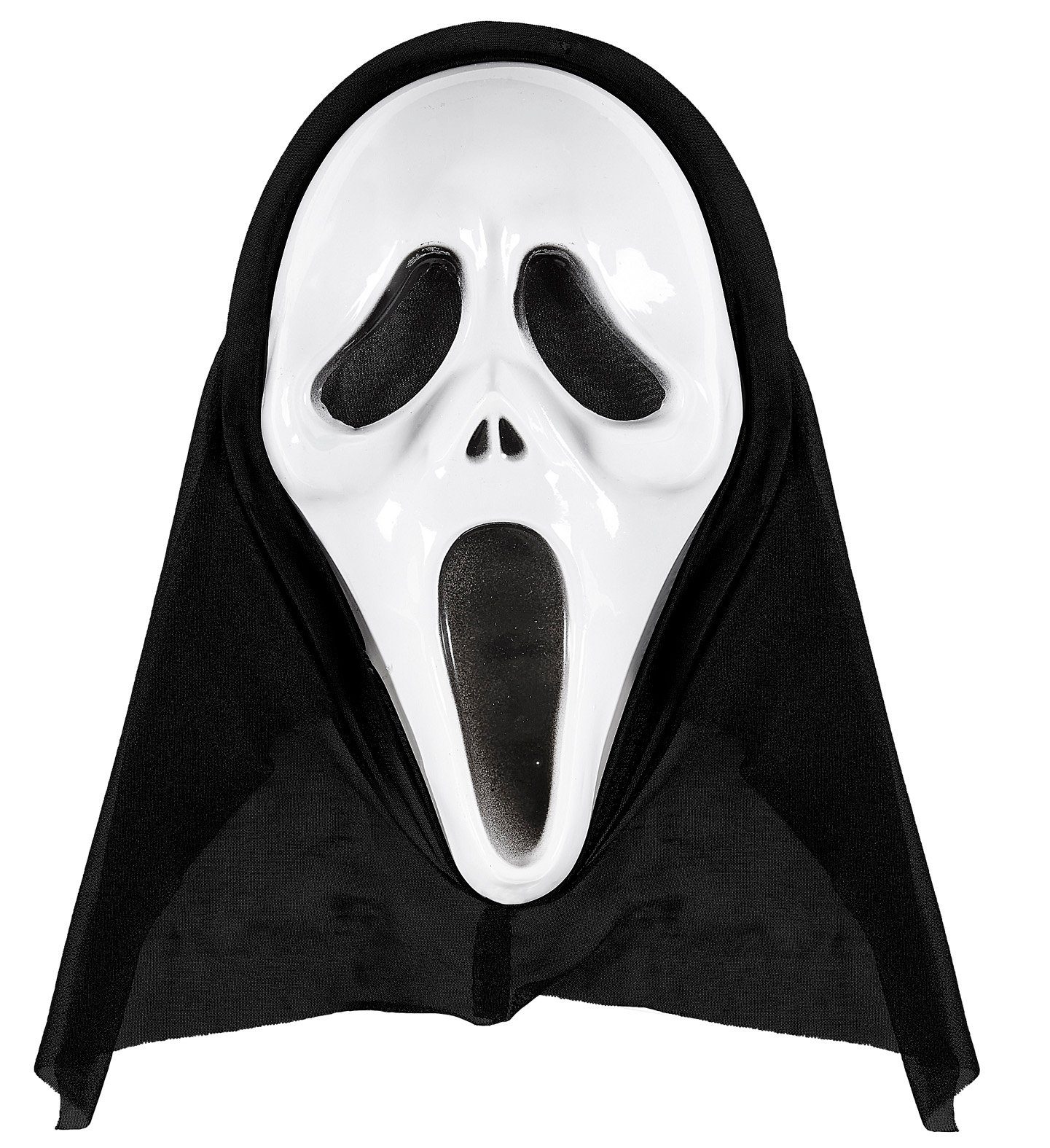Widmann S.r.l. Verkleidungsmaske Scream Maske 'Schrei' mit Kapuze, Schwarz
