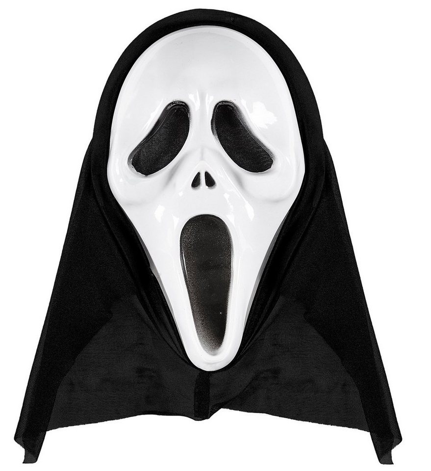 Widmann S.r.l. Verkleidungsmaske Scream Maske 'Schrei' mit Kapuze, Schwarz