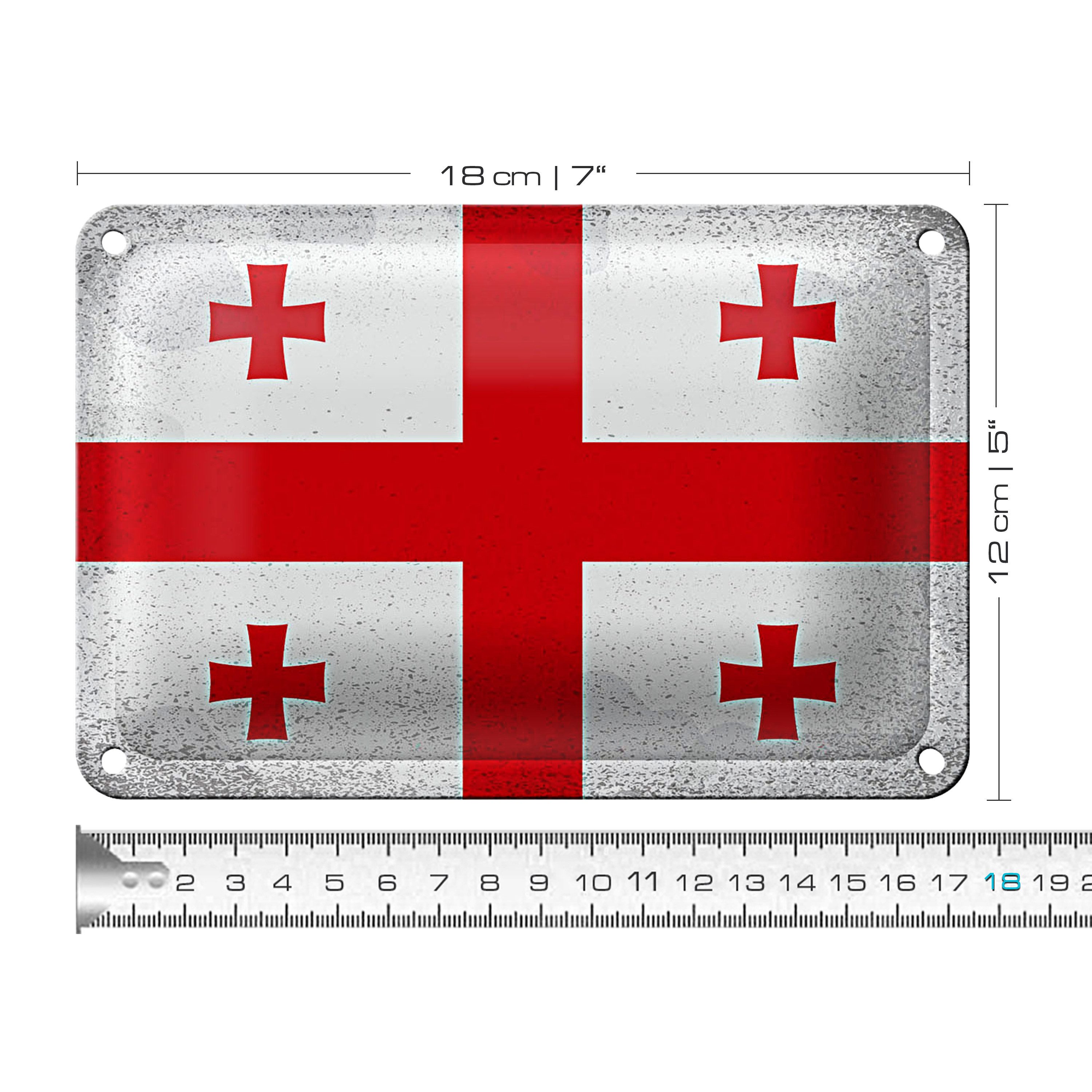 Roomando Metallschild Flagge Georgien 18x12cm Flag of Georgia Vintage
