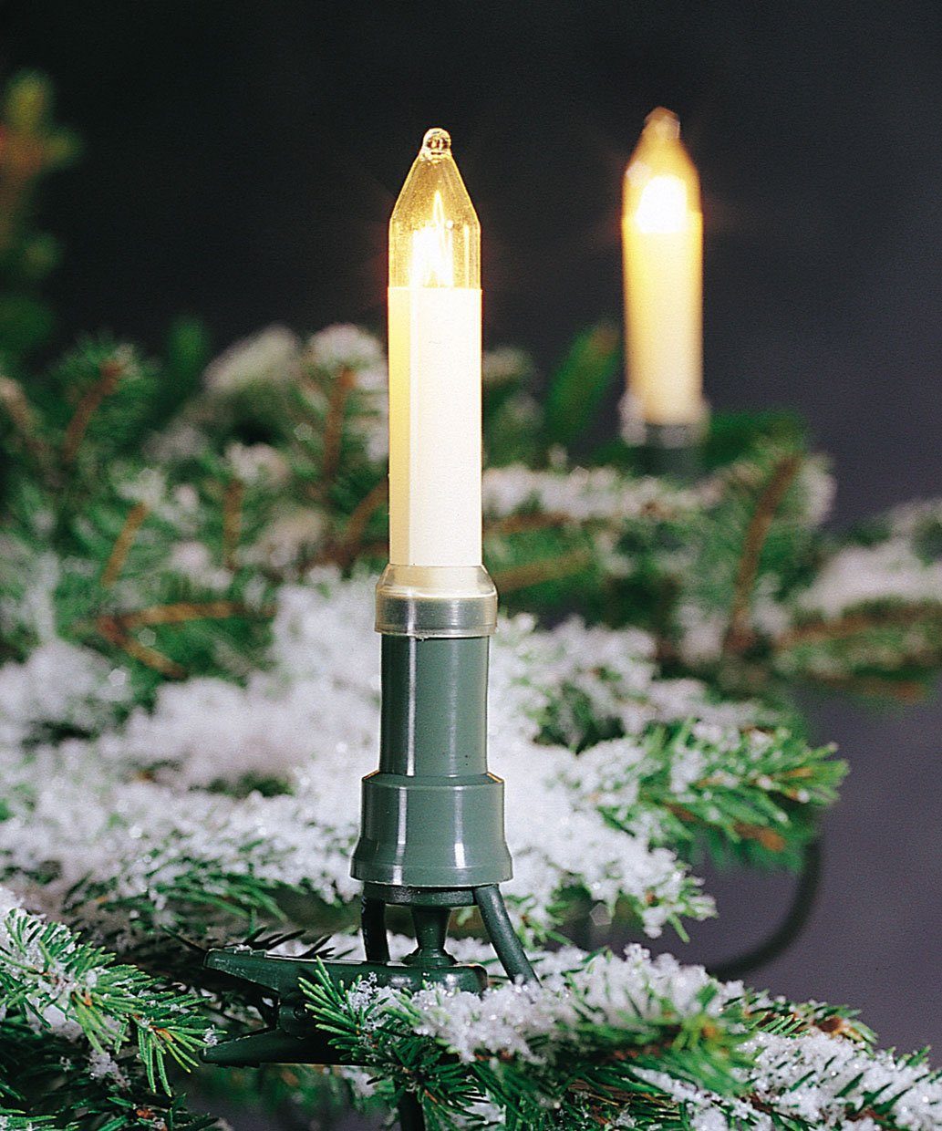 Baumkette, KONSTSMIDE Stecker, 16-flammig, Schaftkerzen, teilbarer Birnen Christbaumkerzen, klare 16