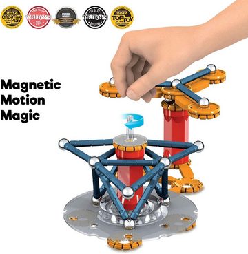 Geomag™ Magnetspielbausteine Geomag MECHANICS Magnetic Konstruktionspiel Motion 86-teilig, Mehrfarb, (Packung, 86 St)