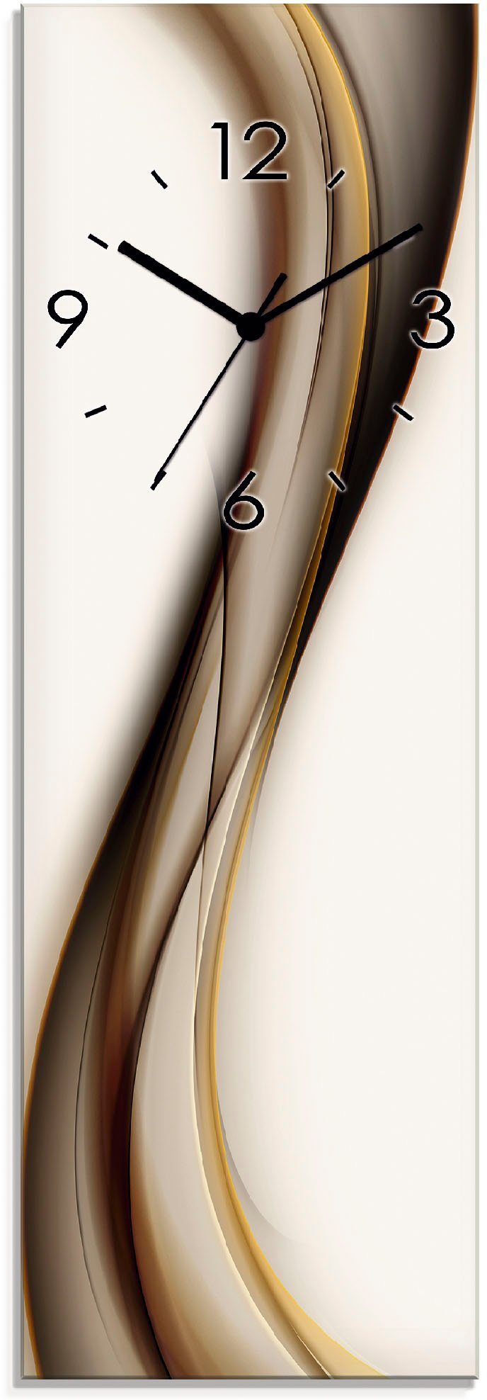 Artland Wanduhr Welle (wahlweise mit Quarz- oder Funkuhrwerk, lautlos ohne  Tickgeräusche), Moderne Wanduhr mit gut ablesbarem Zifferblatt, 20x60 cm | Wanduhren