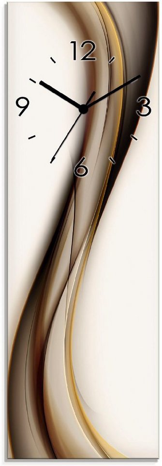 Artland Wanduhr Welle (wahlweise mit Quarz- oder Funkuhrwerk, lautlos ohne  Tickgeräusche), Moderne Wanduhr mit gut ablesbarem Zifferblatt, 20x60 cm