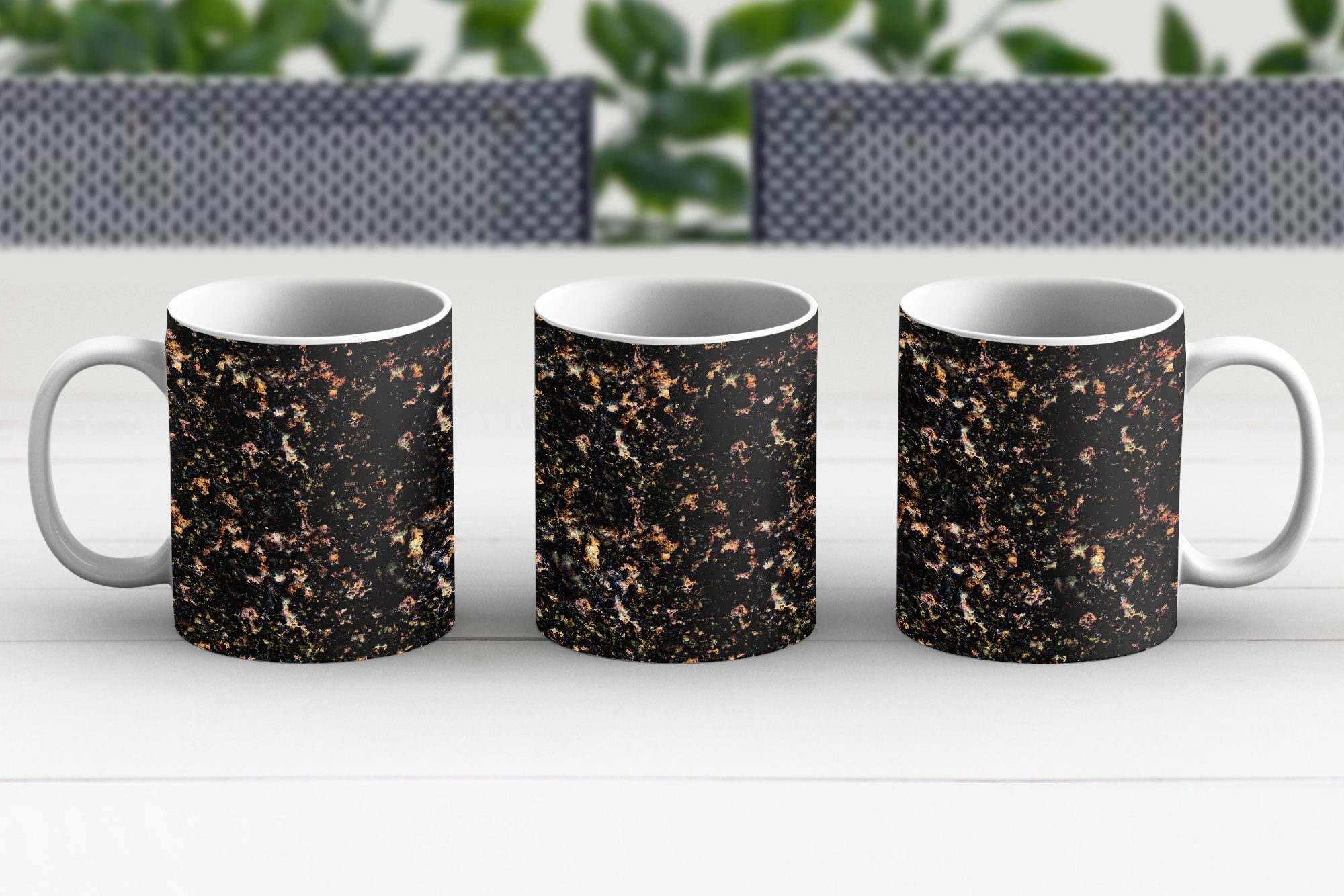 Keramik, - Kaffeetassen, Gold MuchoWow Geschenk Tasse Granit Teetasse, Becher, Muster, - Schwarz - Teetasse,