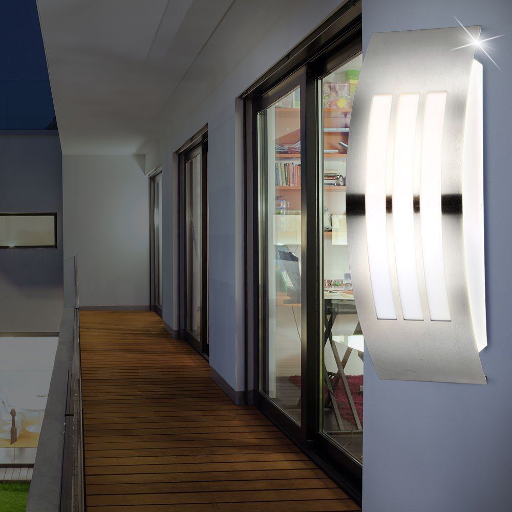 Edelstahl Haus Veranda IP44 Außen-Wandleuchte, inklusive, Balkon Lampen Leuchtmittel 3er Set etc-shop Außen Wand nicht Strahler