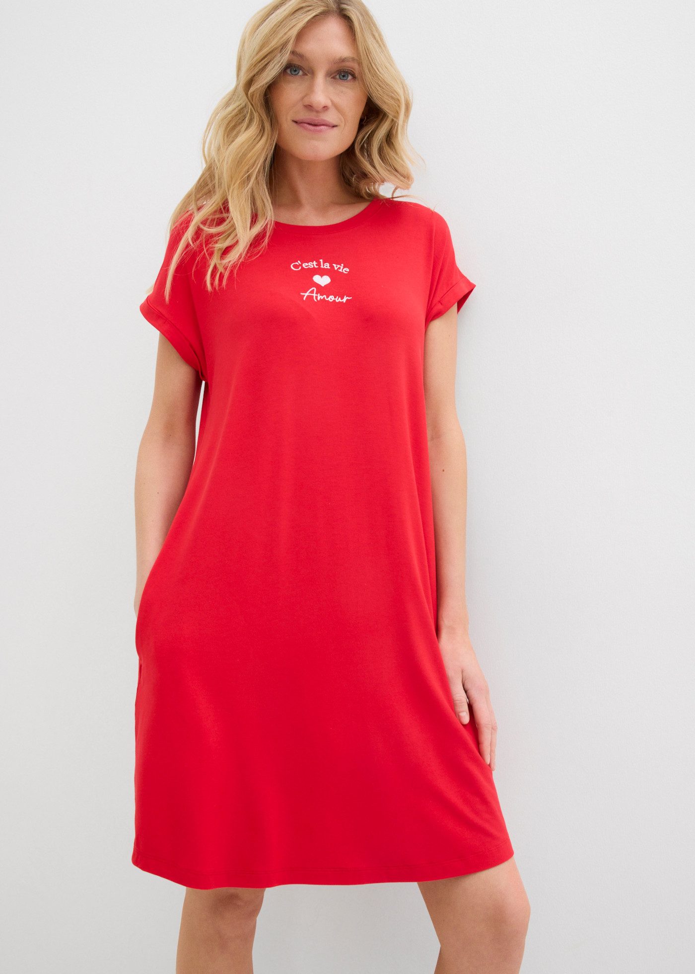 bonprix Jerseykleid lockere Passform, aus Viskose und Elasthan, mit Rundhalsausschnitt