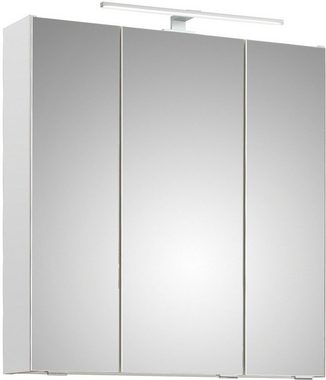 Saphir Spiegelschrank Quickset 857 Badschrank, 3 Spiegeltüren, 6 Einlegeböden, 65 cm breit inkl. LED-Beleuchtung, Türdämpfer, Schalter-/Steckdosenkombination