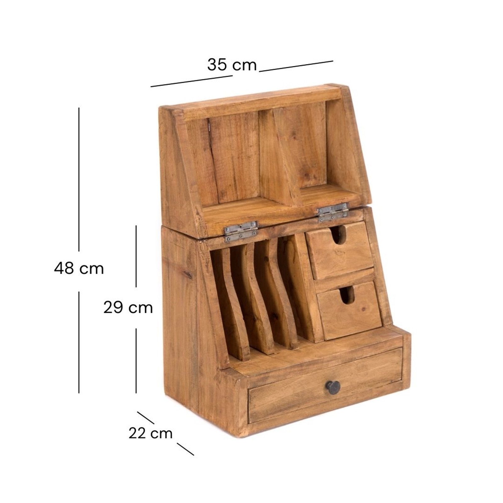 CREEDWOOD Aufbewahrungsbox BÜRO ORGANIZER "CASE", Altholz massiv Holz, 48 cm, Tisch Organizer