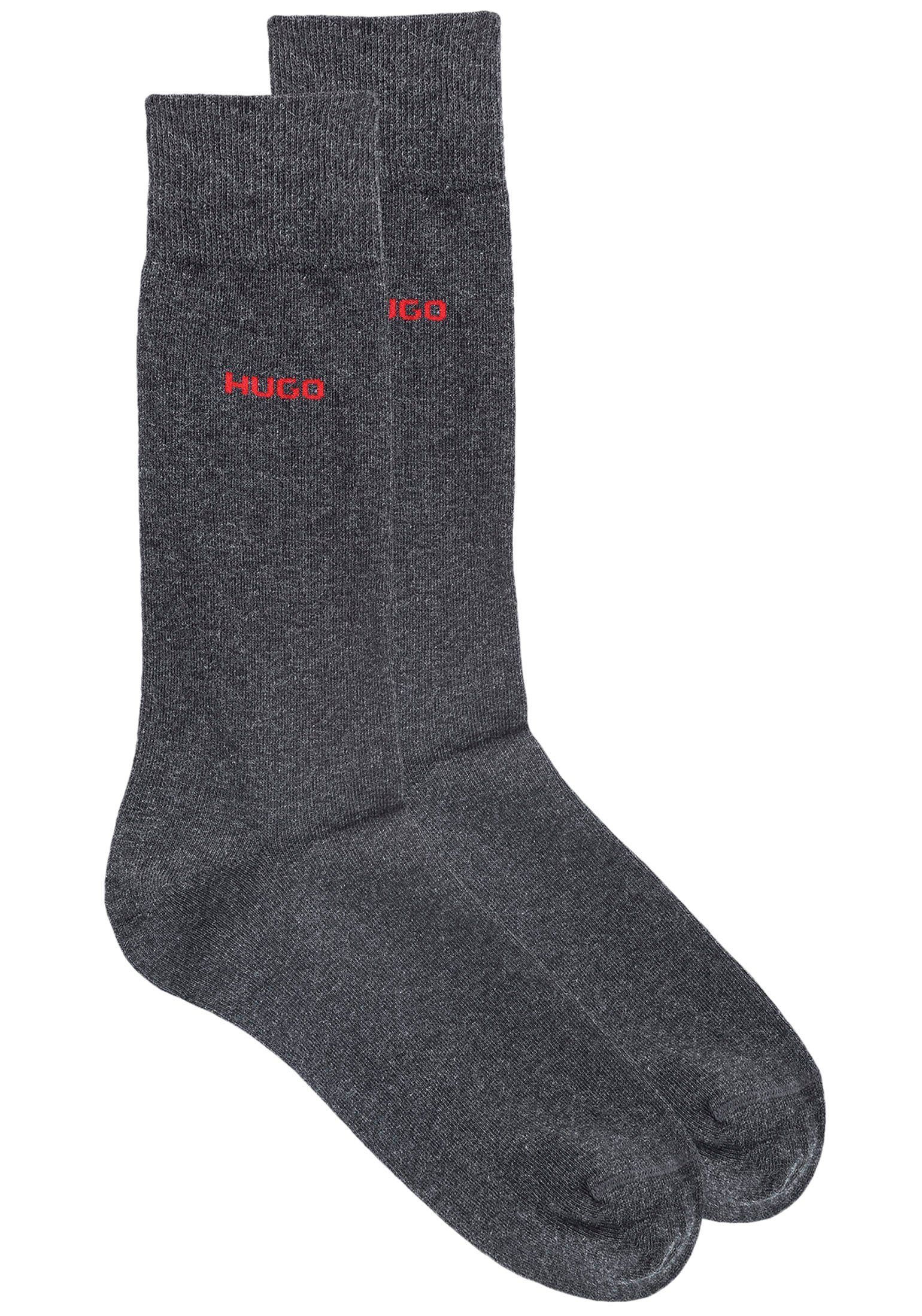 BOSS Businesssocken 2P RS UNI CC (Packung, 2-Paar, 2er Pack) mit kontrastfarbenem HUGO Logo-Schriftzug Black012 | Kurzsocken