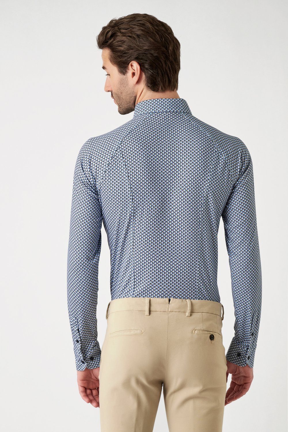 DESOTO Langarmhemd Jerseyhemd Casual Kent langarm Flexibler Stretch, mit modischem Allover-Print