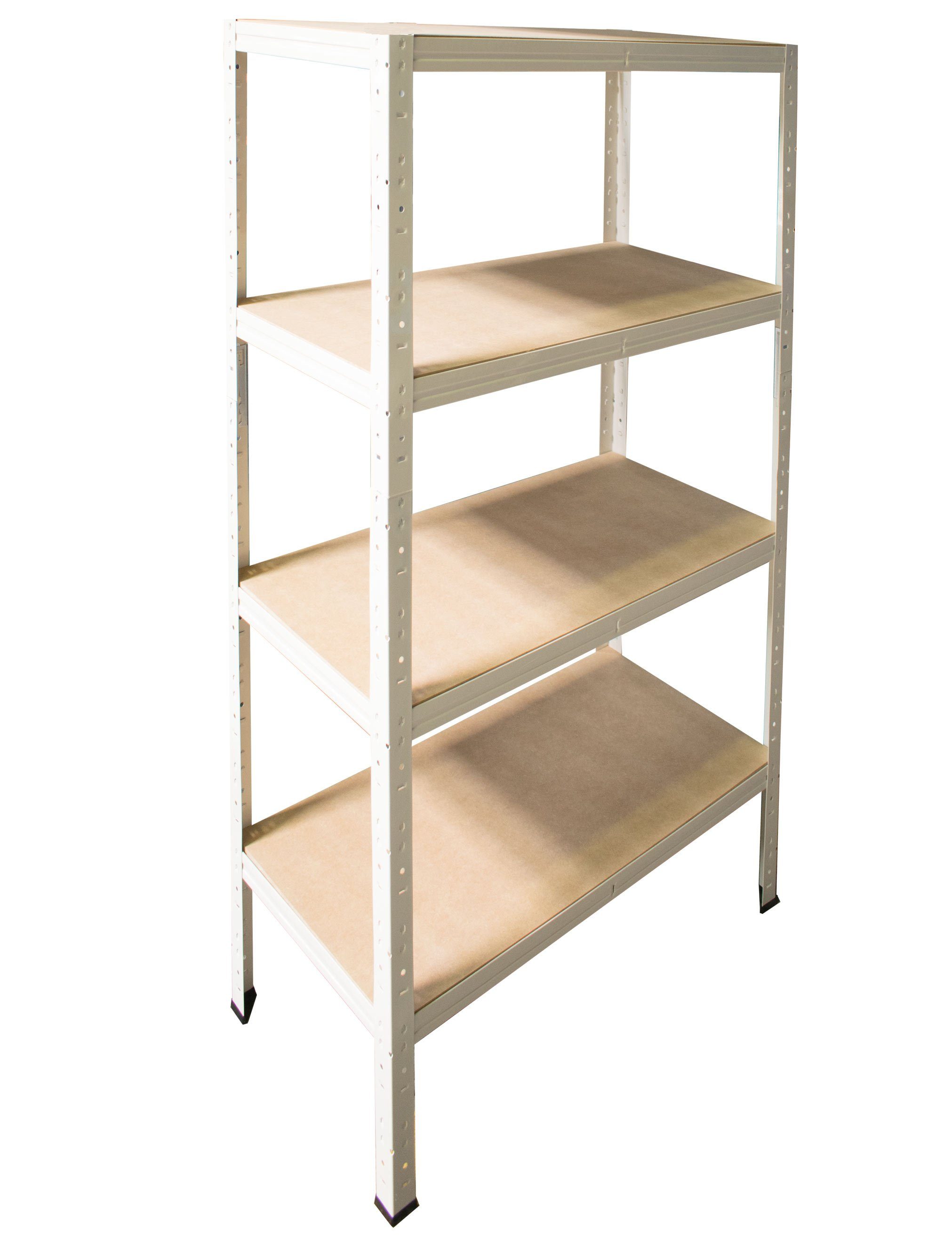 shelfplaza Schwerlastregal HOME, 155x40x40cm weiß, 4 Böden, Kellerregal, Garagenregal, Steckregal
