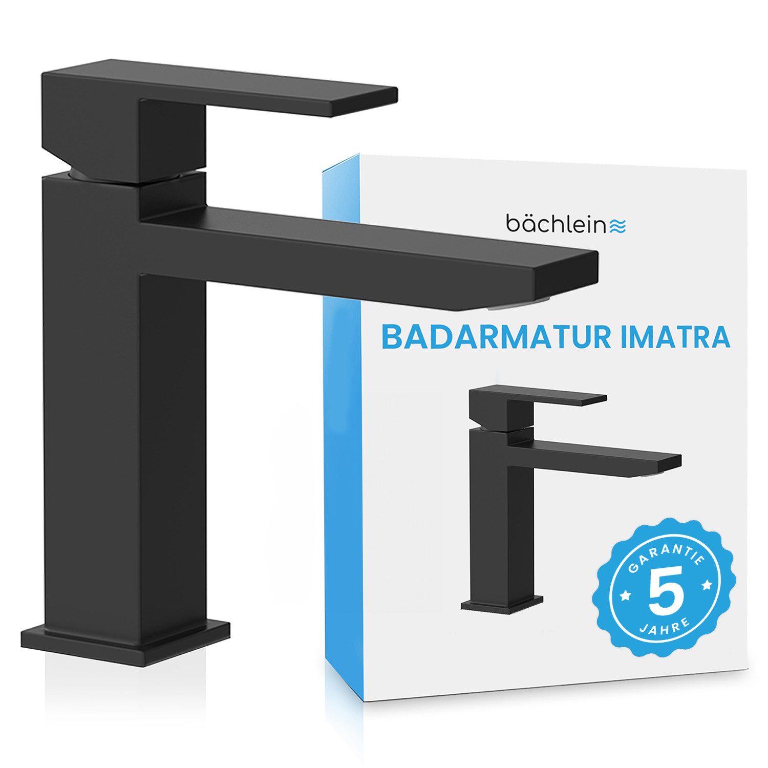 Bächlein Badarmatur Elegante Badarmatur Imatra (17,2cm, Schwarz-matt) hochwertiger Wasserhahn im minimalistischen Design