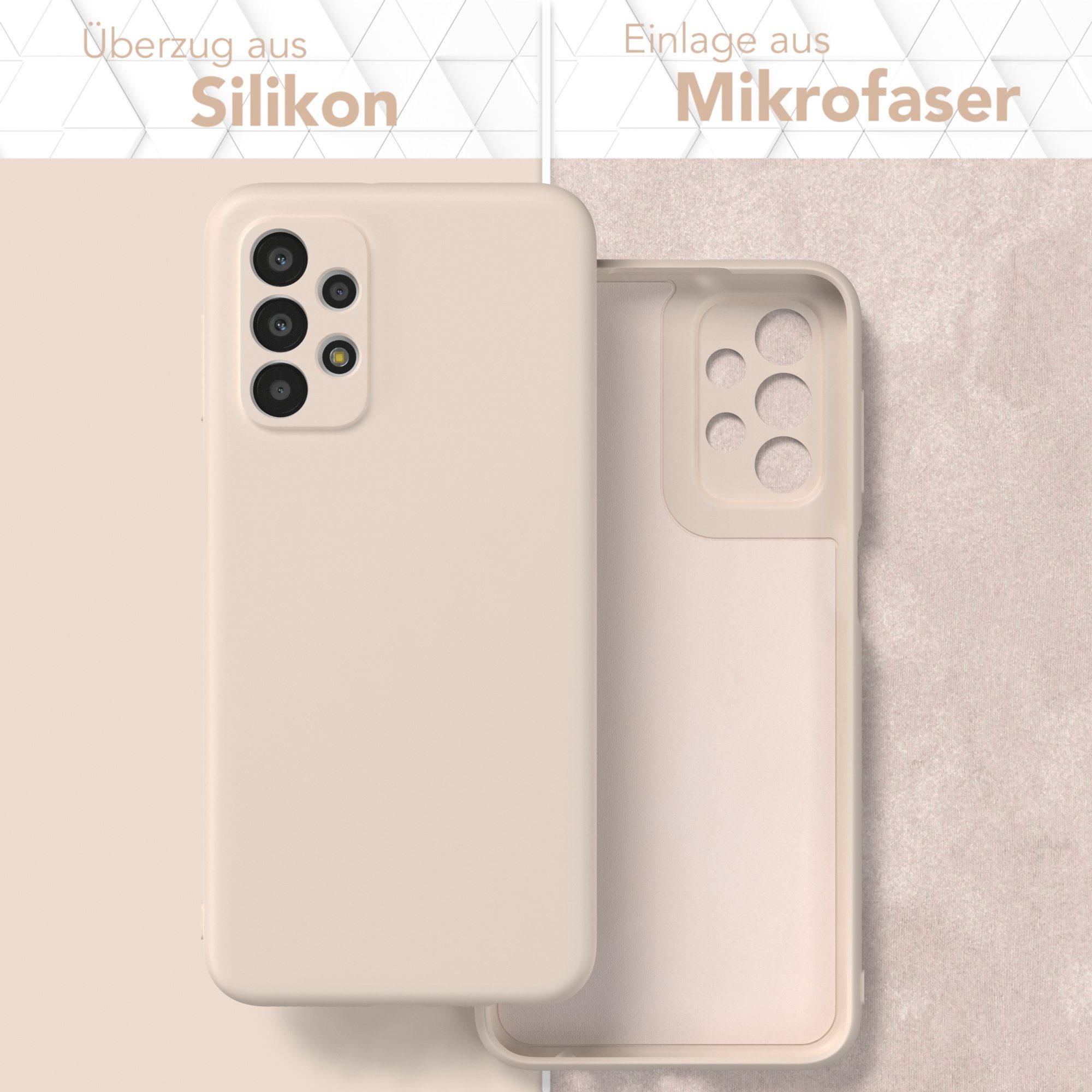 EAZY CASE Handyhülle für Samsung Galaxy A23 5G Hülle Silikon 6,6 Zoll, Bumper Case Matt Slimcover Silikonschutzhülle elastisch Taupe / Beige