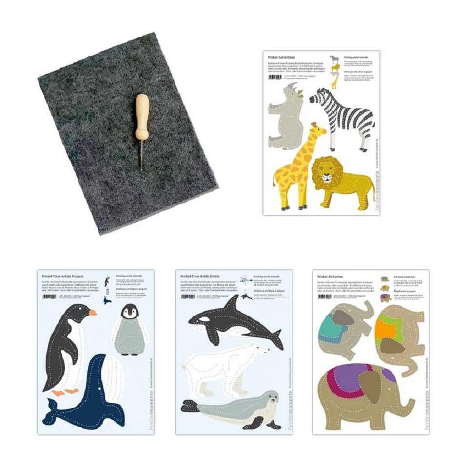 LK Trend & Style Bastelkartonpapier Bastelset zum Prickeln – Tiere sind immer ein Motiv wert, Giraffe, Löwe, Orka und Co warten auf Dich