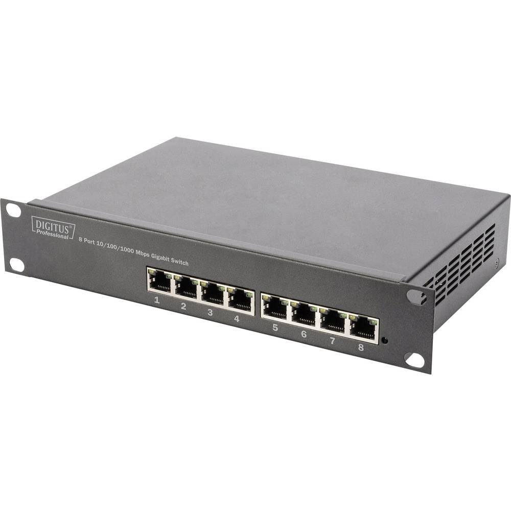 8 Ethernet Digitus 10″ Switch, Netzwerk-Switch 8-Port x Gigabit