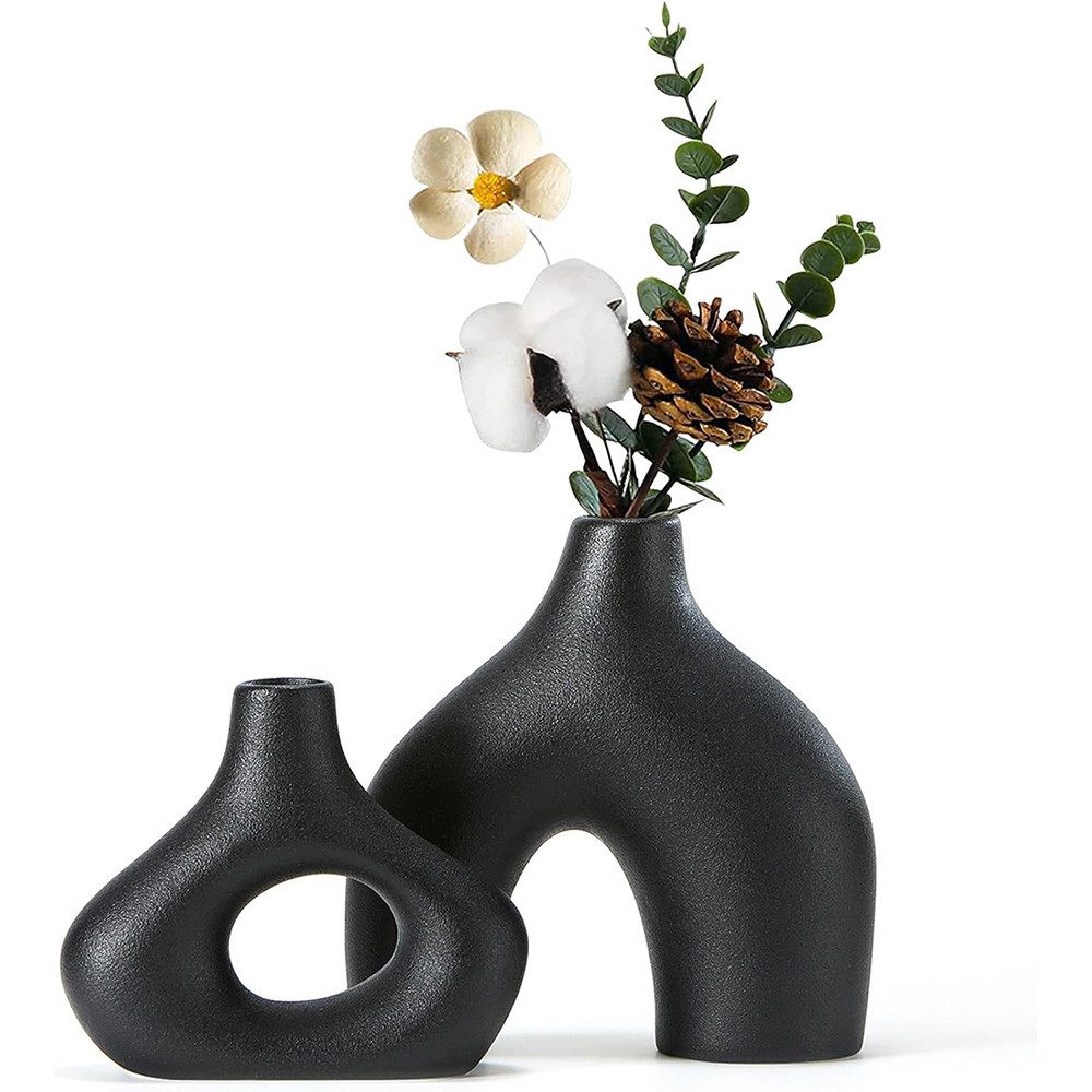 TUWENA Dekovase 2 Stück Keramik-Dekovase, Vase im Boho-Stil