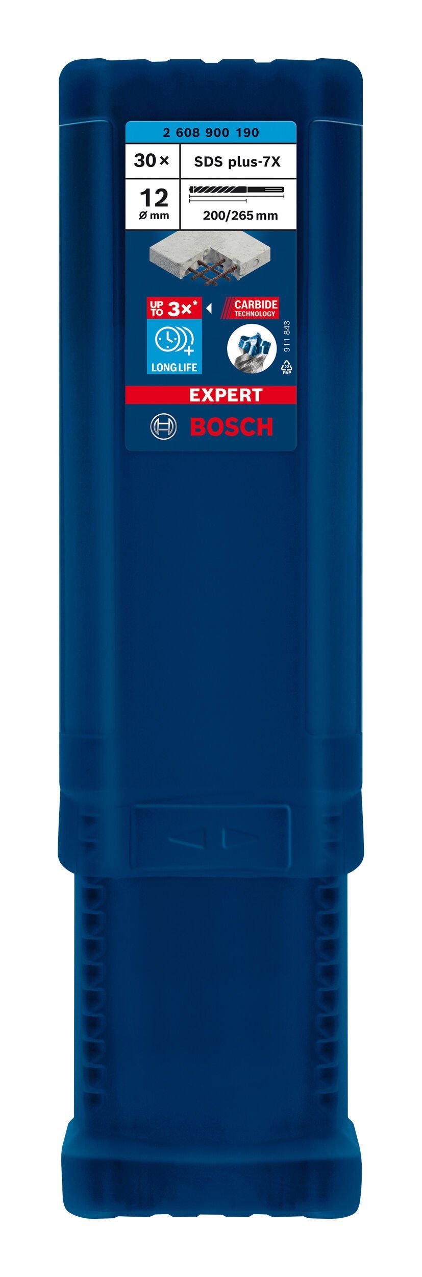 BOSCH Universalbohrer Expert SDS plus-7X, 30er-Pack - 200 266 (30 - Hammerbohrer x mm Stück), 12 x