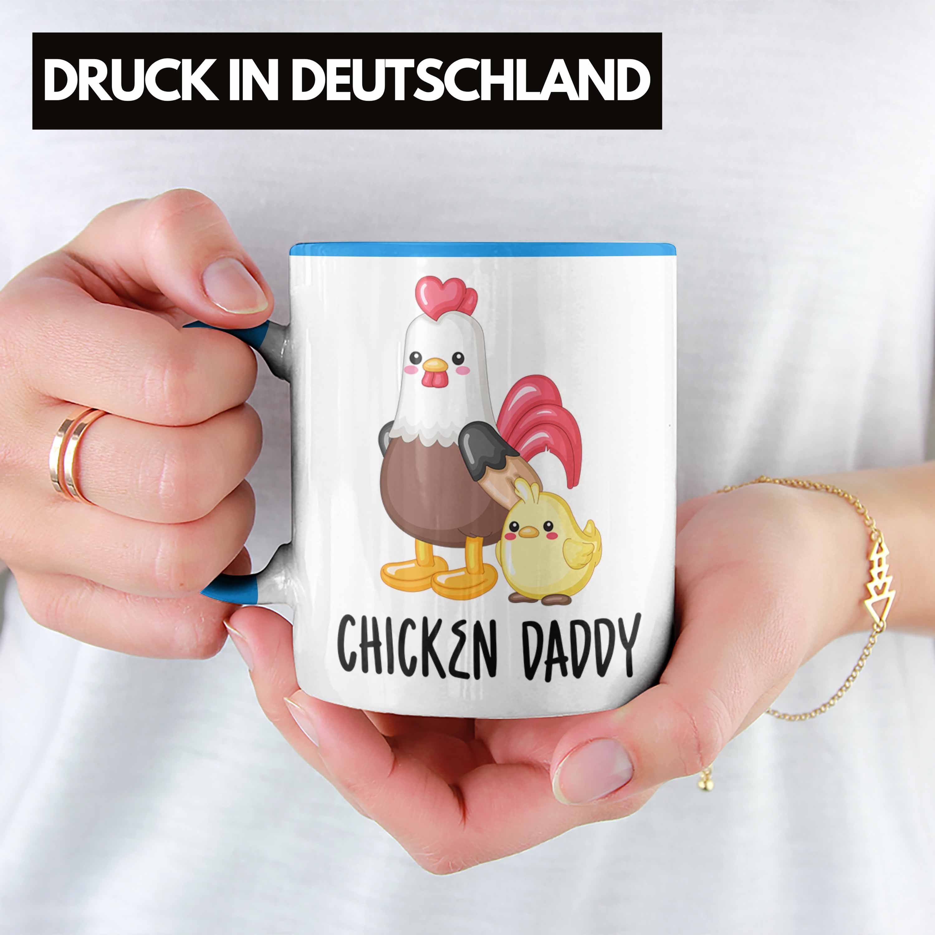 "Chicken Tasse Landwirt Bauer Blau Geschenk Lustiges Trendation für Daddy" Tasse