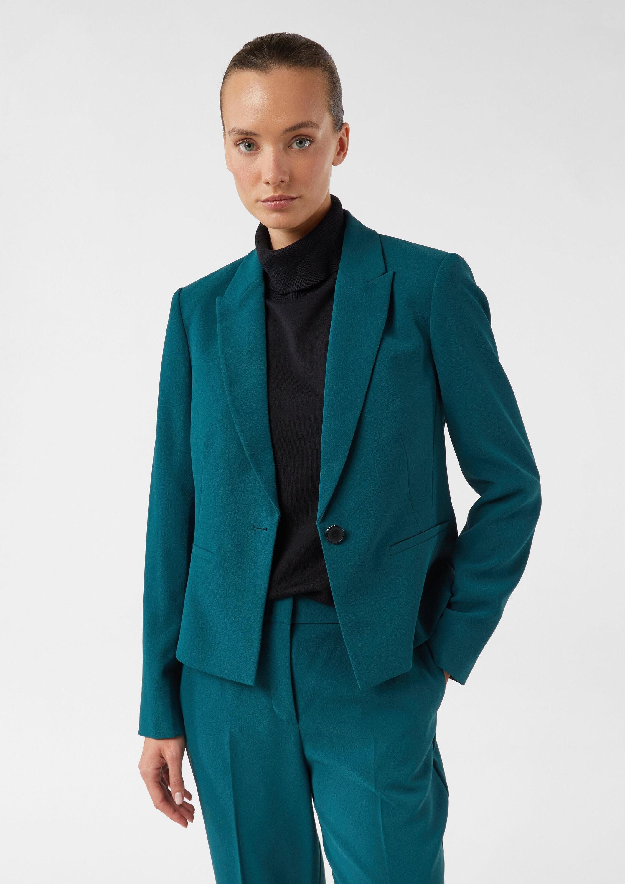 comma Jackenblazer Indoor-Blazer Taillierter Kurzblazer aus Crêpe