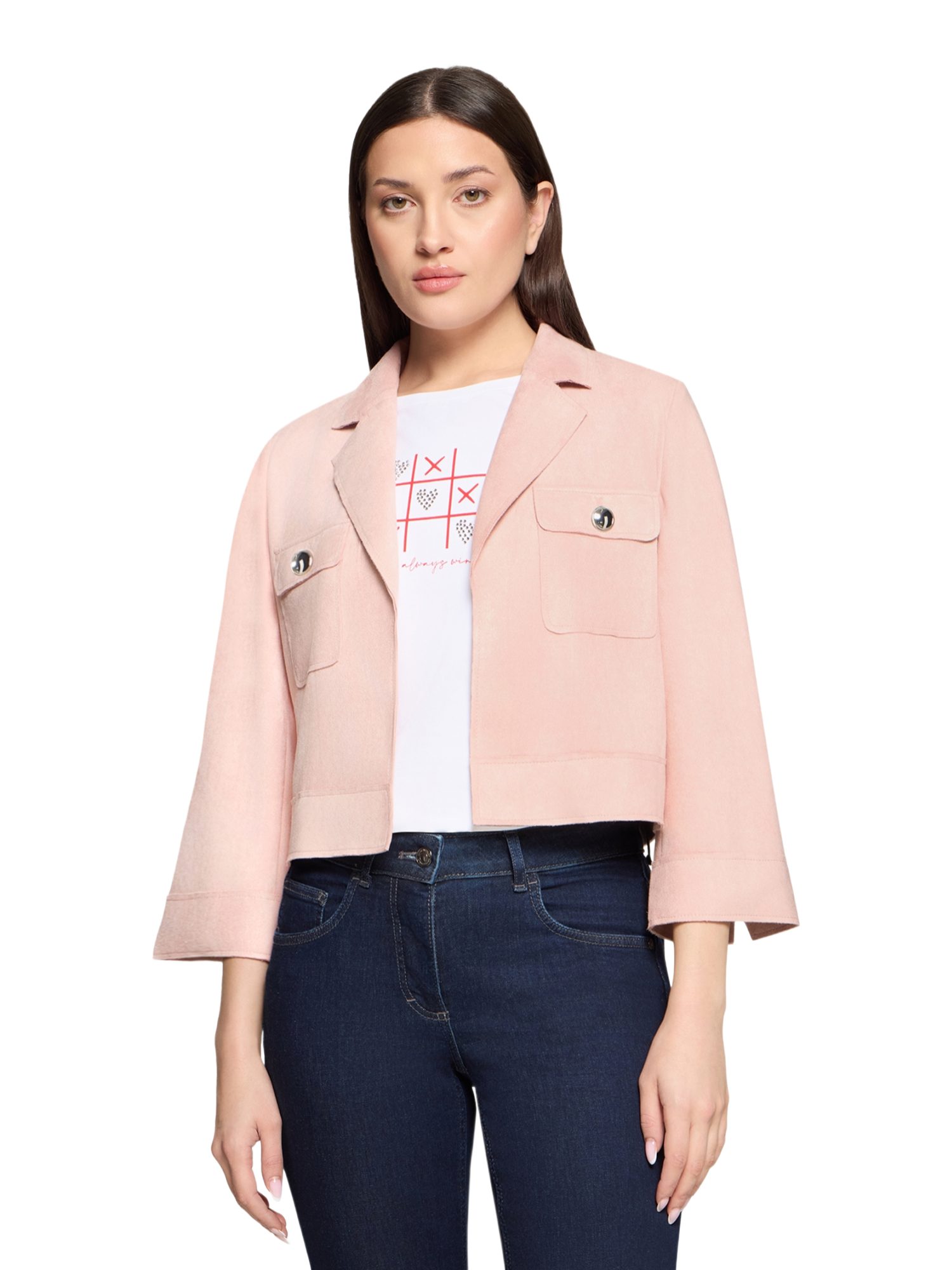 Betty Barclay Jackenblazer rosa,Casual,Polyester,Unifarben,Reverskragen,3/4 Arm,Casual Fit
