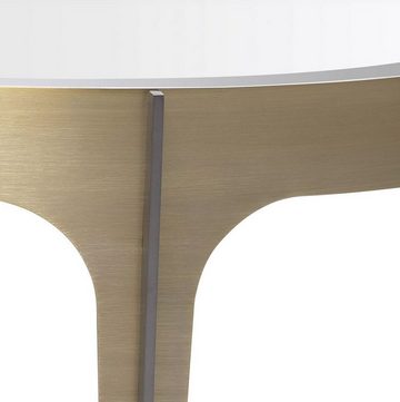Casa Padrino Beistelltisch Luxus Beistelltisch Messing / Bronze Ø 64 x H. 43,5 cm - Runder Edelstahl Tisch mit Spiegelglas Tischplatte - Luxus Möbel