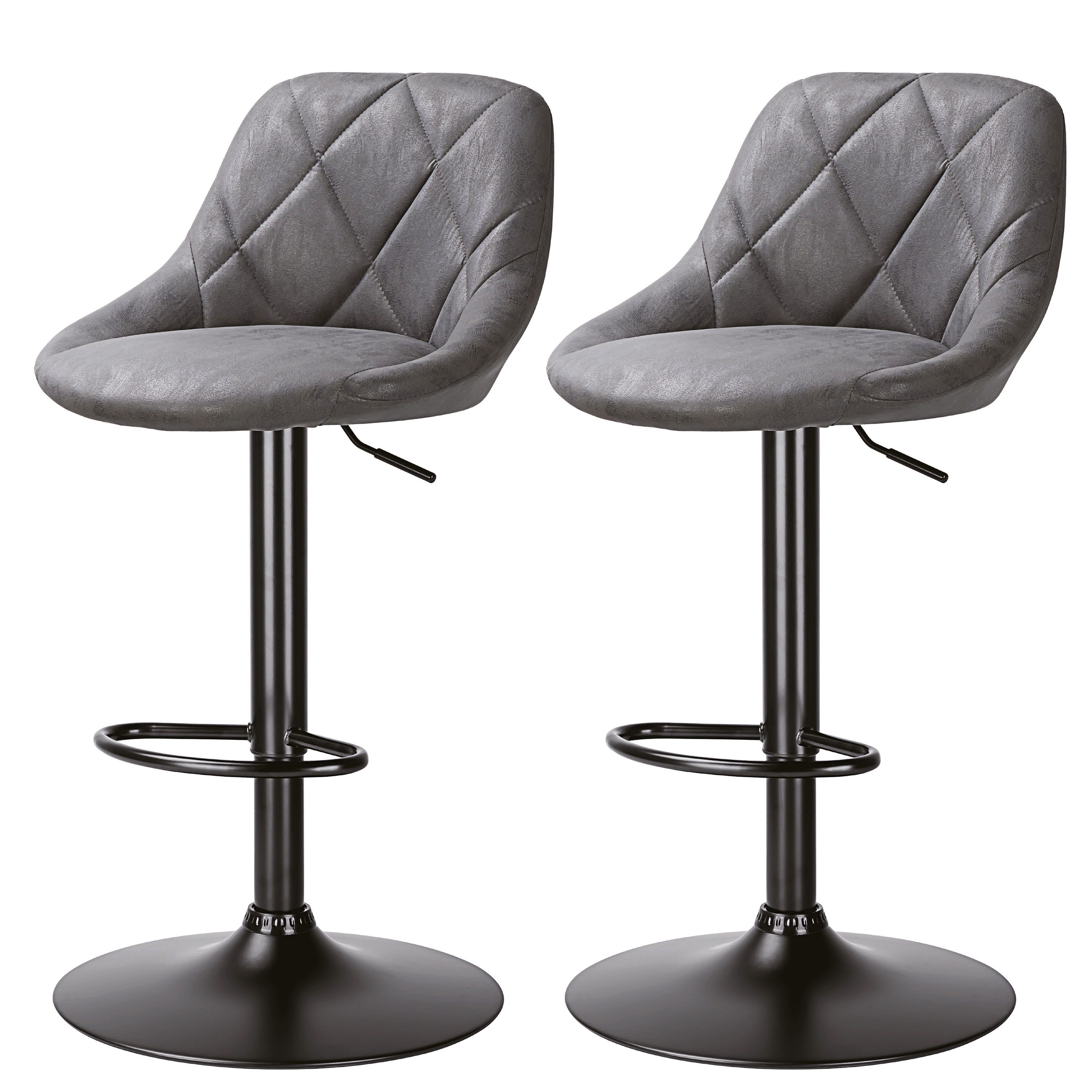 CEPEWA Barhocker Barhocker 2er Set gepolstert grau 49x103x47cm verstellbar bis 150 Kg