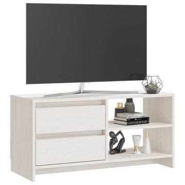 furnicato TV-Schrank Weiß 80x31x39 cm Massivholz Kiefer