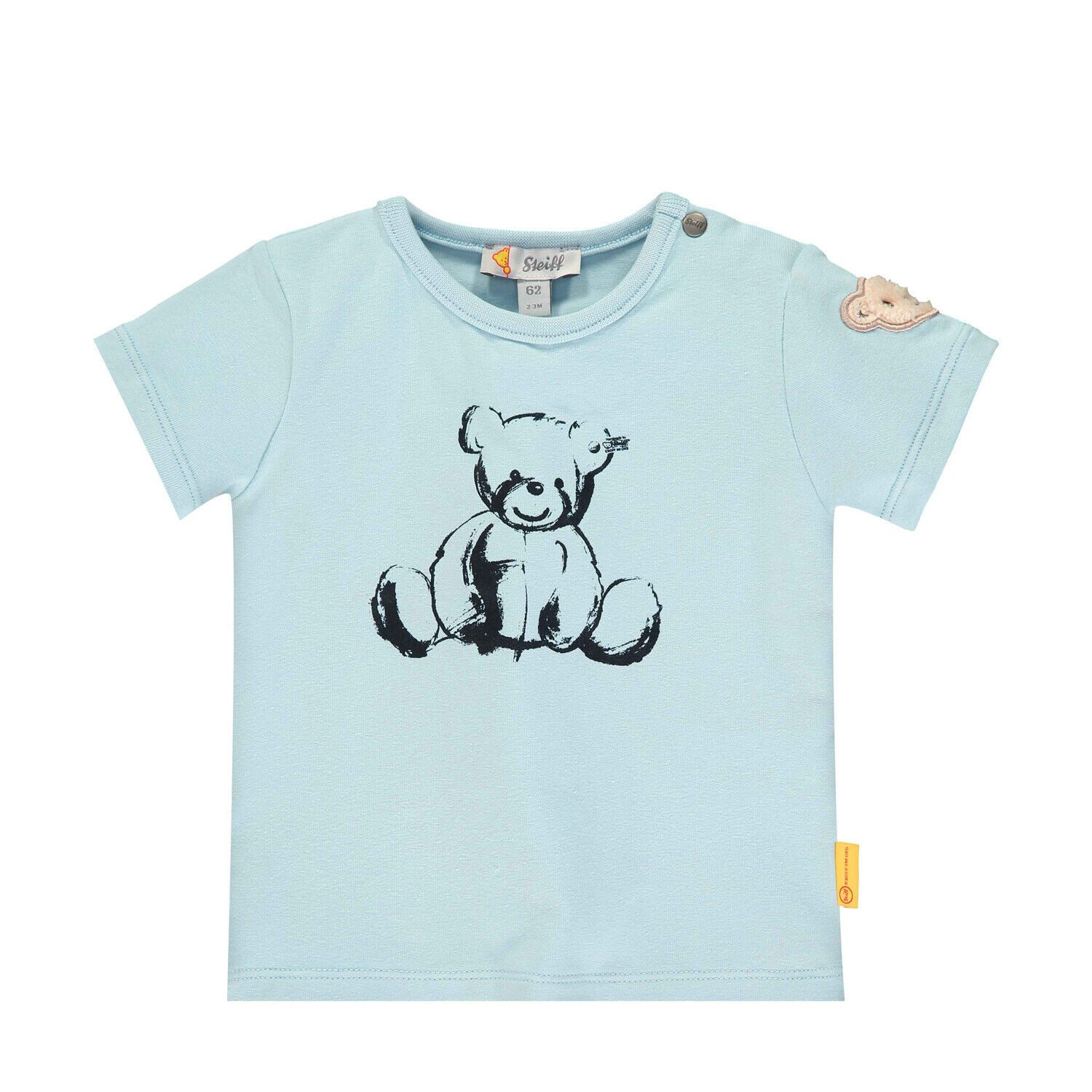 Steiff Collection Print-Shirt Steiff Baby T-Shirt hellblau baby blue Teddy Print und Applikation