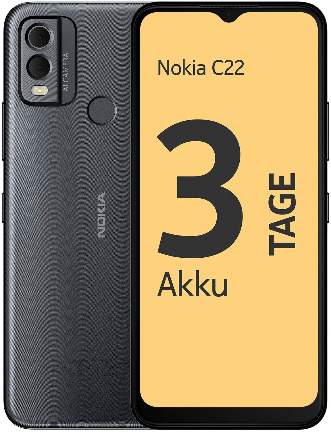 Nokia C22, 2+64GB Smartphone (16,56 cm/6,52 Zoll, 64 GB Speicherplatz, 13 MP Kamera) Midnight Black