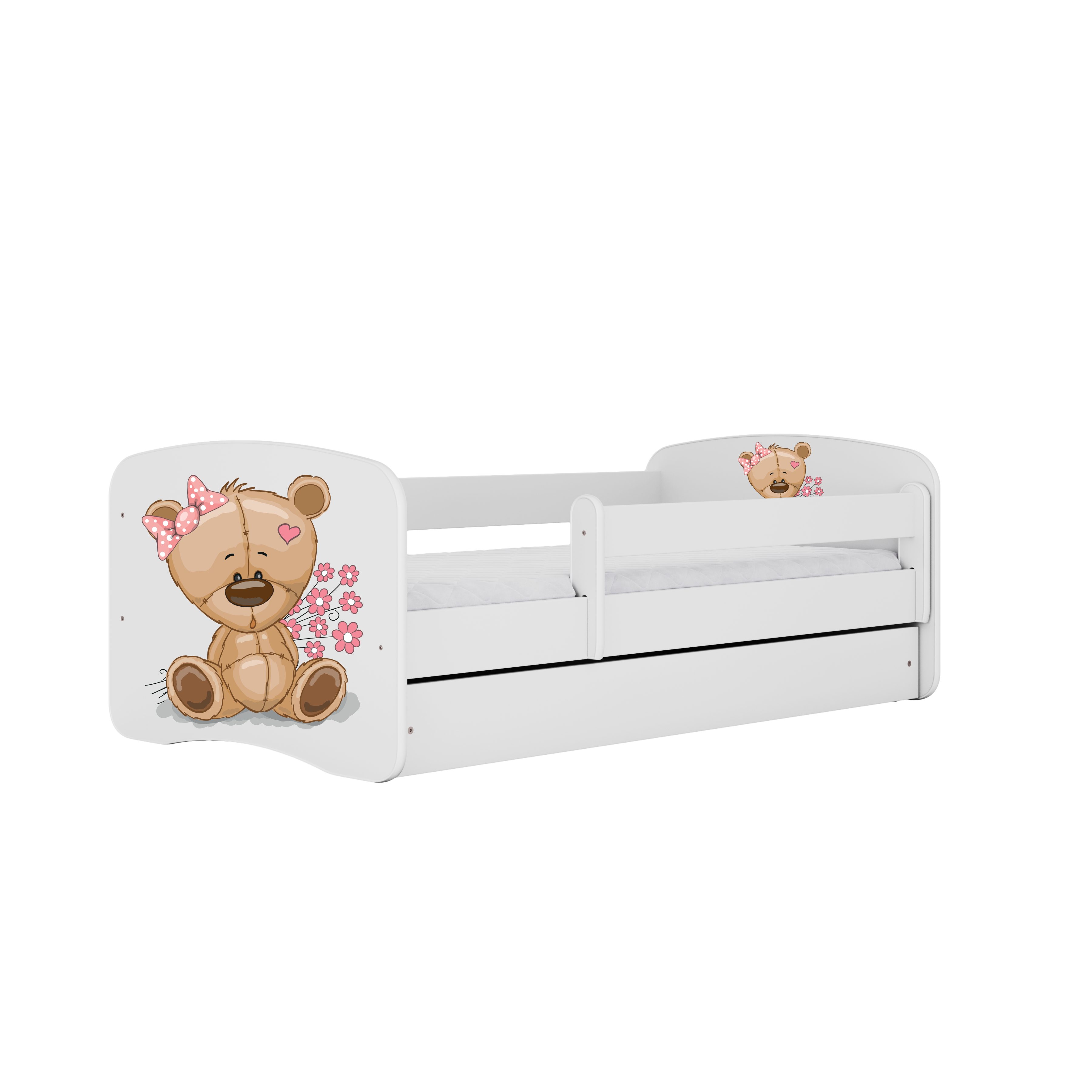 Raumhirsch Furniture Kinderbett 70x140, 80x160, 80x180 cm - Komplettset mit Matratze & Schublade (Bett für Mädchen, Einzelbett Kinder 2–12, mit Rausfallschutz & Lattenrost), verschiedene Farben & Designs