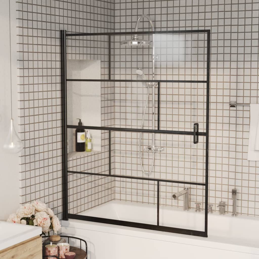 vidaXL Duschwand Duschkabine ESG 116x140 cm Schwarz